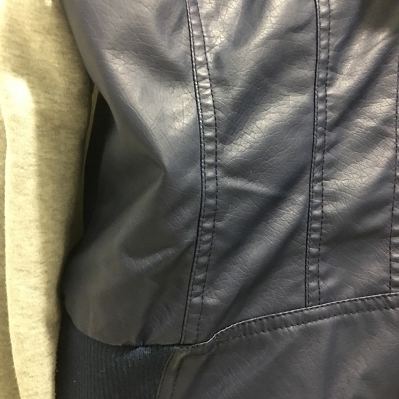 New Look Jackets & Coats New Look Leather Navy Blue Grey Jacket